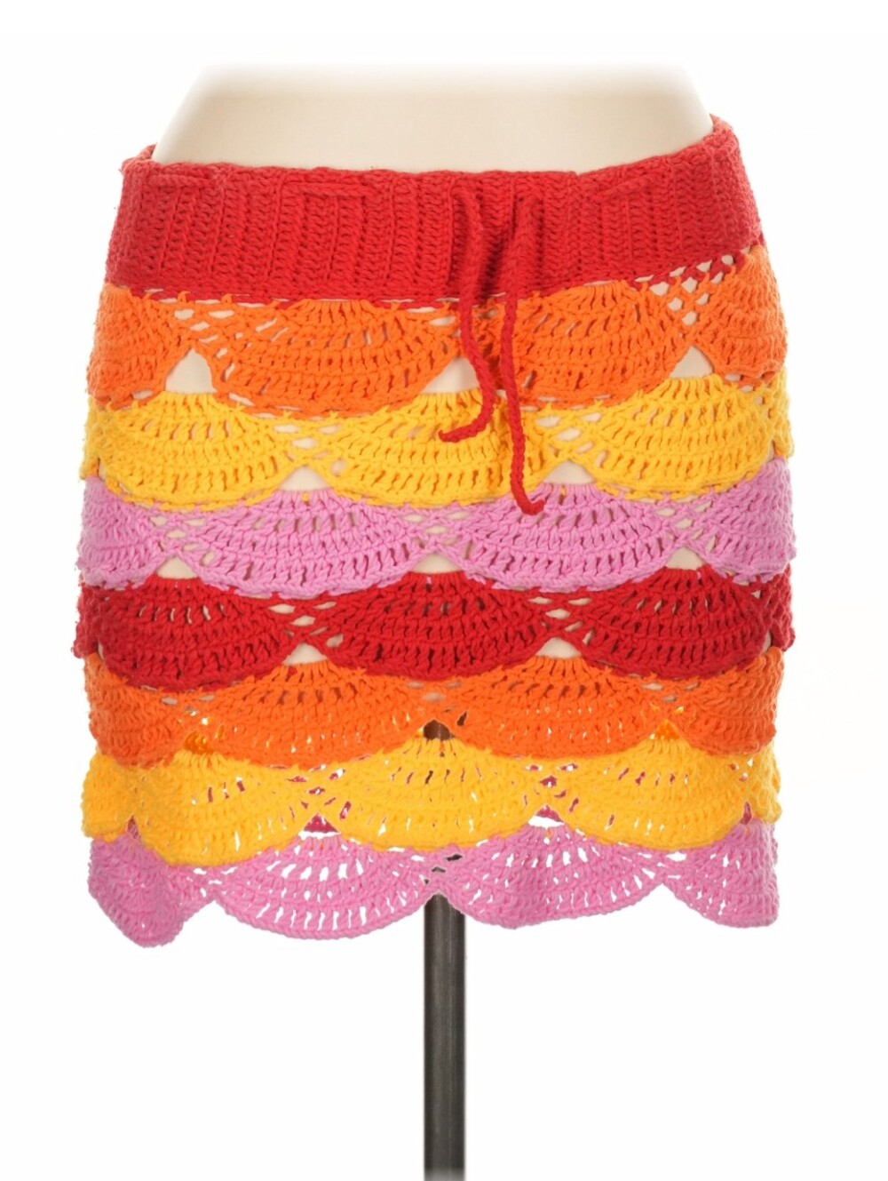 Elexiay Gaia Crochet Skirt Tiered Mini Vibrant Large